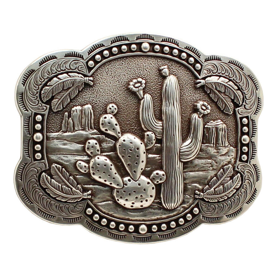 3 3/4 in x 1/4 Nocona women's Belt Buckle Feathers Silver - Uhorse