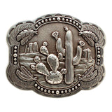 3 3/4 in x 3 1/4 in Nocona Womens Belt Buckle Cactus Feathers Silver