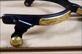 Hilason Black Steel Ladies Roping Spurs Solid Brass Engraved Trim And Rowel