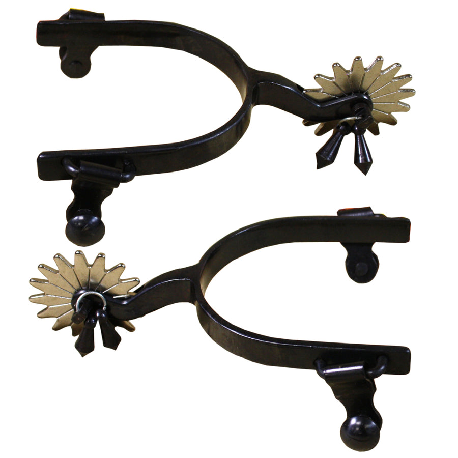Hilason Black Steel Men Spurs Nickel Plated Rowels - Uhorse