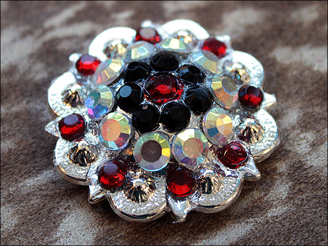 HILASON Western Berry Conchos Glass Rhinestones Bling Tack Cowgirl ‎Crystalab-Siam-Black Color | Slotted