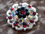 HILASON Western Berry Conchos Glass Rhinestones Bling Tack Cowgirl ‎Crystalab-Siam-Black Color | Slotted Conchos