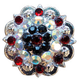 HILASON Western Berry Conchos Glass Rhinestones Bling Tack Cowgirl ‎Crystalab-Siam-Black Color | Slotted Conchos