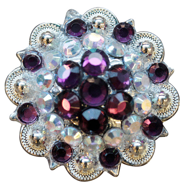 Purple rhinestone concho with silver metal backing - Uhorse