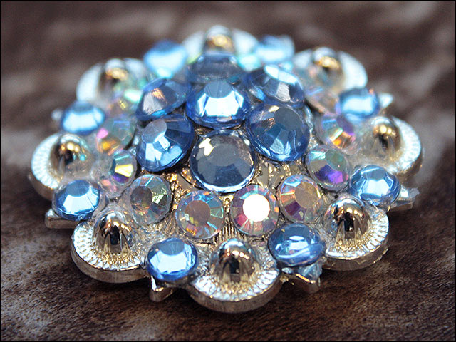 HILASON Western Berry Conchos Glass Rhinestones Bling Tack Cowgirl Aquamarine-Crystalab Color | Slotted