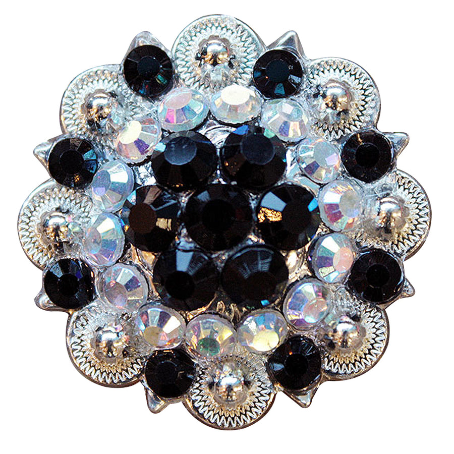 1.5" Hilason Western Style Crystal Silver Berry Rhinestone Bling Headstall , Saddle , Breast Collars Concho Black - Uhorse