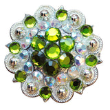 HILASON Western Berry Conchos Glass Rhinestones Bling Tack Cowgirl Peridot-Crystalab Color | Western Concho | Slotted Conchos