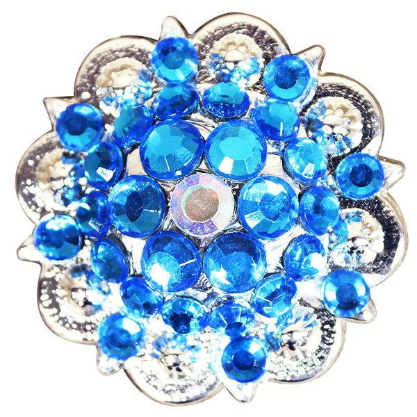 Blue rhinestone concho with silver metal backing - Uhorse