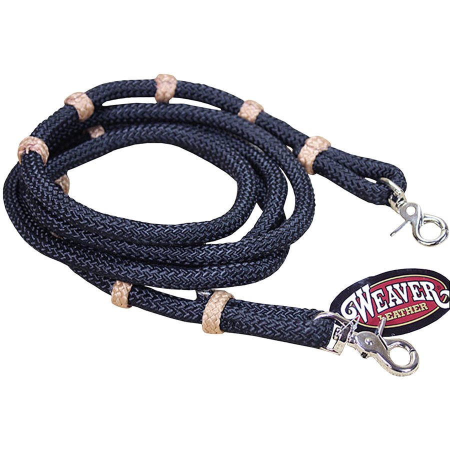 Black Tan 8Ft Horse Tack Braided Nylon Roping Rein Nickle Plated Snap - Uhorse