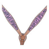 Hilason Western Horse Leather Headstall and Breast Collar Tack Set Zebra | Bridle for Horses Headstalls