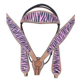 Hilason Western Horse Leather Headstall and Breast Collar Tack Set Zebra | Headstall Bridle for Horses Western | Horse Headstall Bridle | Western Headstalls Bridle for Horses