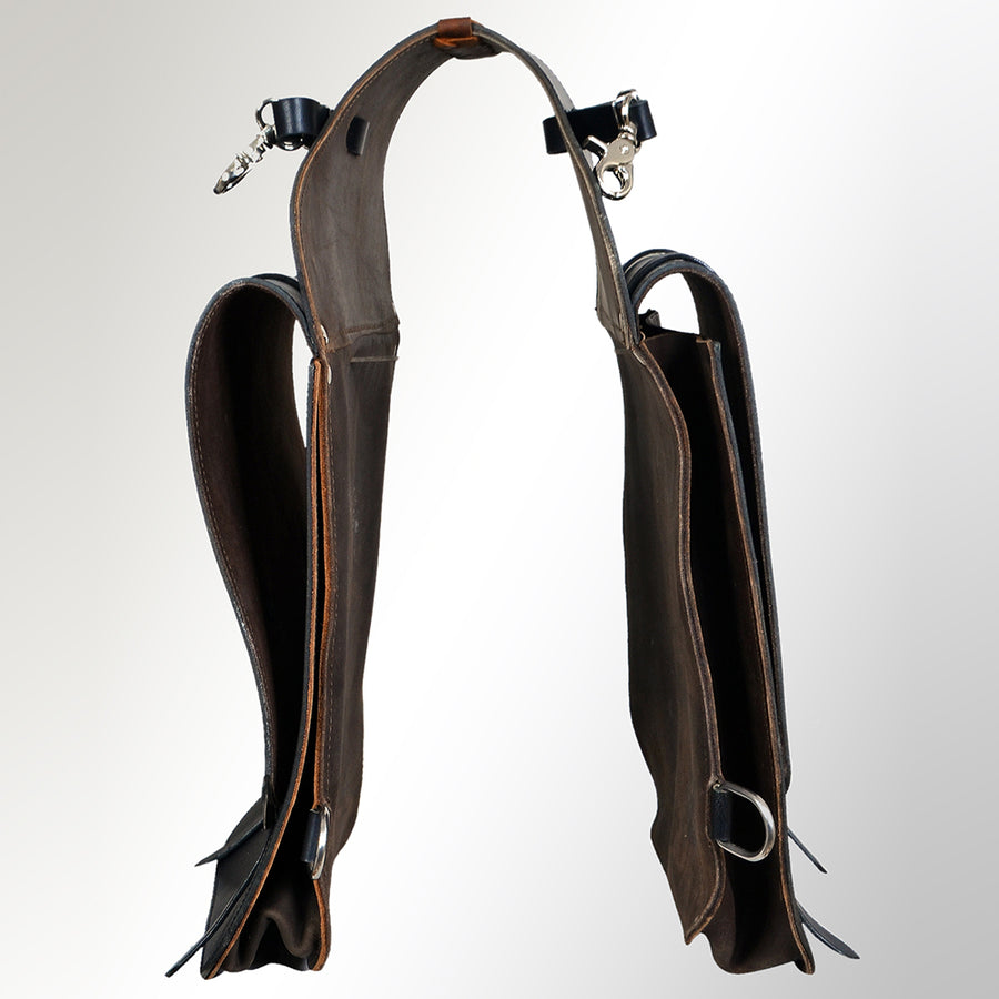 HILASON Soft Leather Horse Saddle Bag Black & Brown | Equestrian Western Adjustable Closure