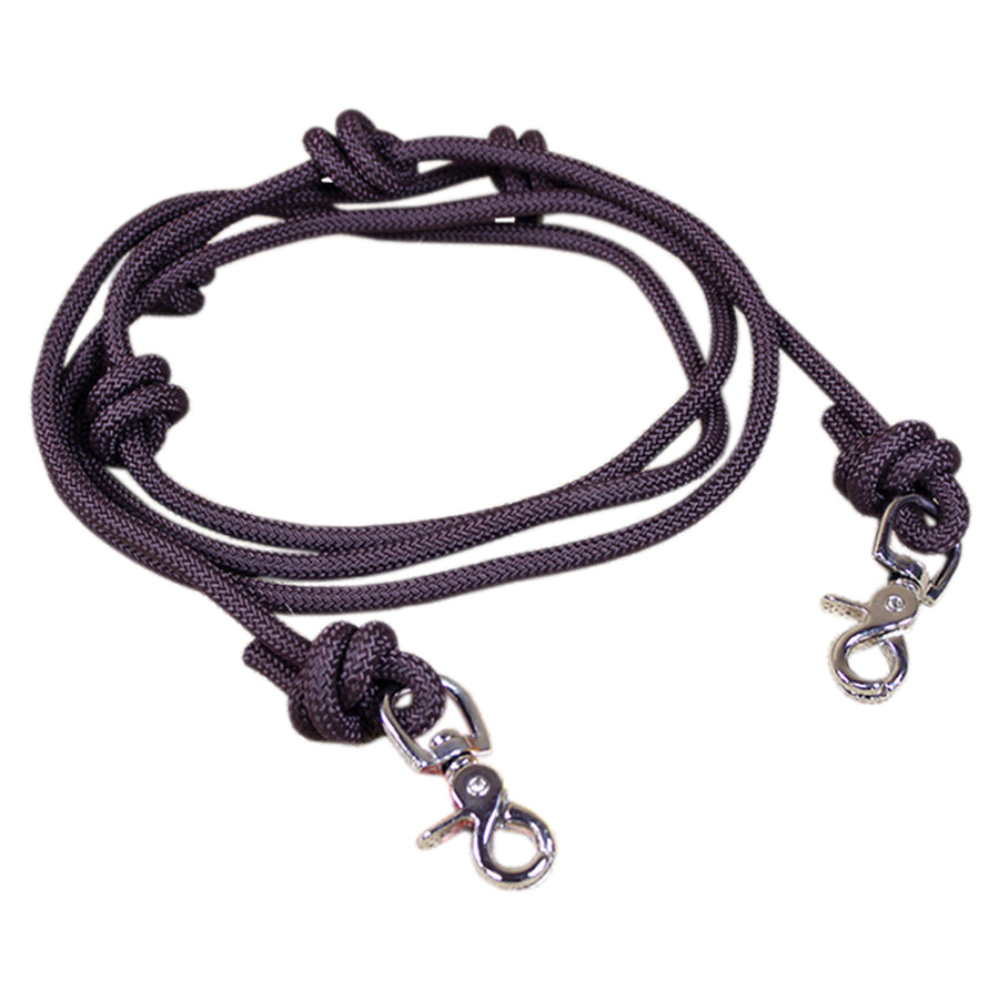 8 Ft Hilason Mountain Rope Knotted Barrel Horse Rein Round Trigger Snap Brown - Uhorse