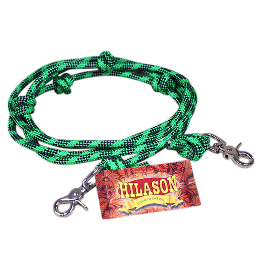 8 Ft Hilason Mountain Rope Knotted Barrel Horse Rein Round Trigger Snap Green