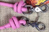 8 Ft Hilason Mountain Rope Knotted Barrel Horse Rein Round Trigger Snap Pink