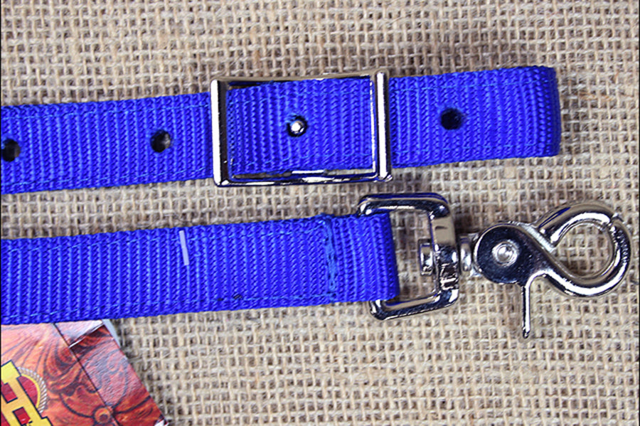 Hilason 2 Ply Nylon Horse Roping Rein Tack With Nickel Plated Hardware Blue