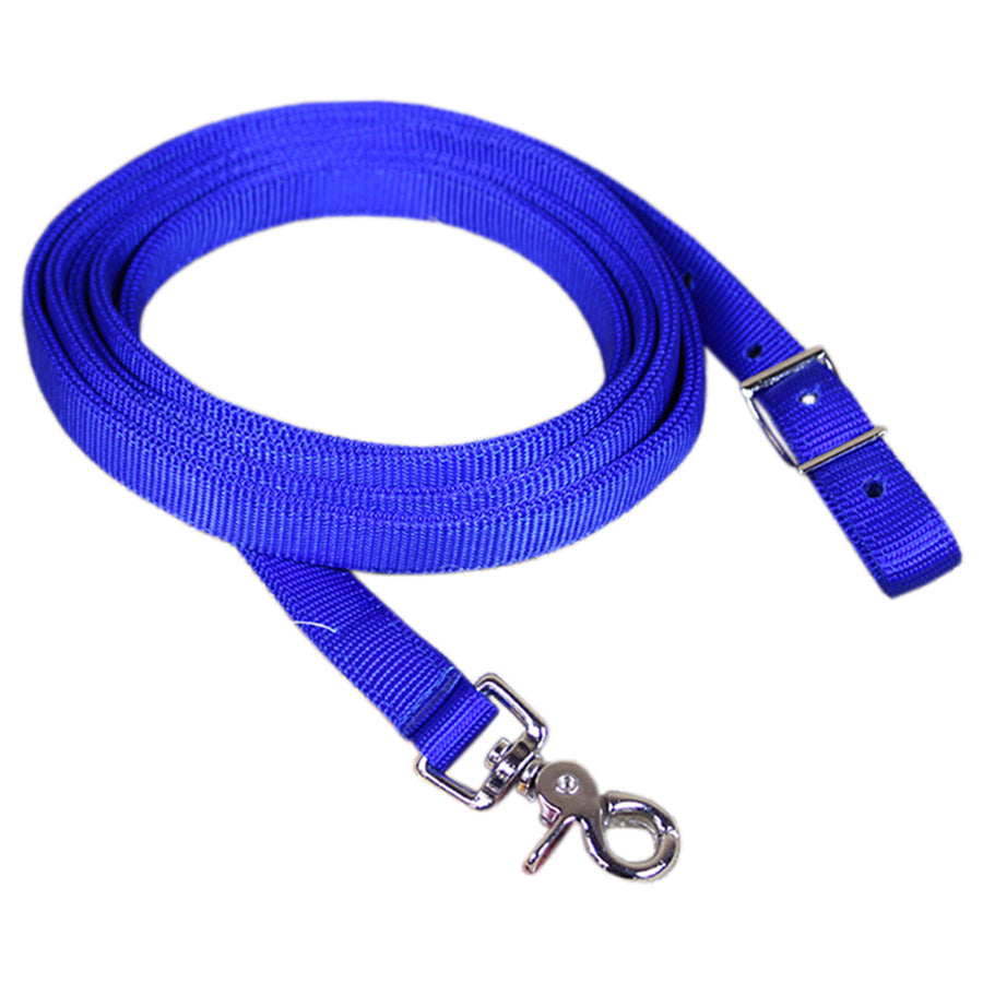 Hilason 2 Ply Nylon H. Roping Rein Tk. With Nickel Plt. Hardware Blue by Hilason – Cowboy and equestrian accessories