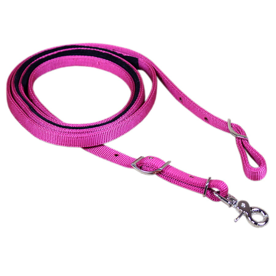5/8In X 8Ft Hilason Raspberry Nylon H. Spilt Contest Rein Tk. Nickel by Hilason – Cowboy and equestrian accessories