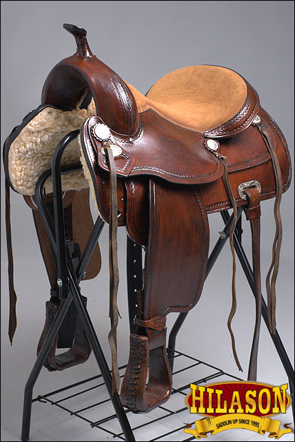 HILASON Western Horse Saddle American Leather Treeless Trail Pleasure | Barrel for Horses