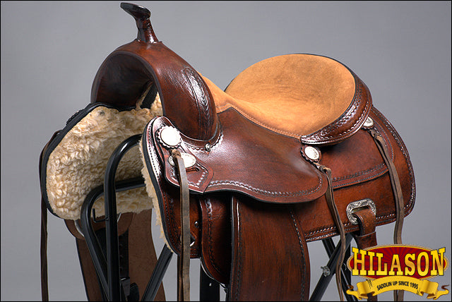 HILASON Western Horse Saddle American Leather Treeless Trail Pleasure | Barrel for Horses