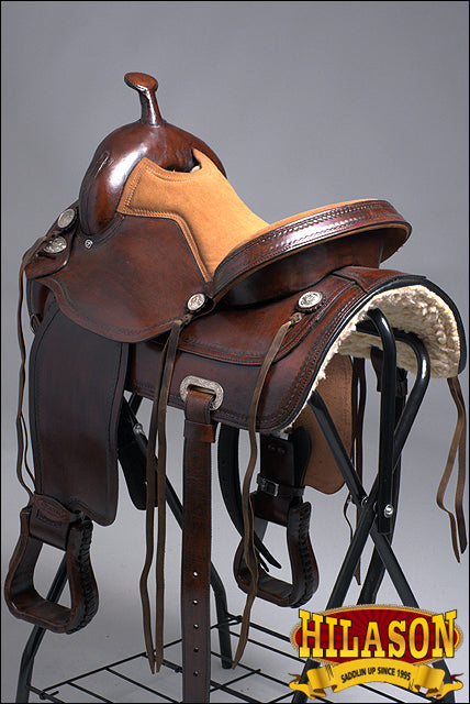HILASON Western Horse Saddle American Leather Treeless Trail Pleasure | Barrel for Horses