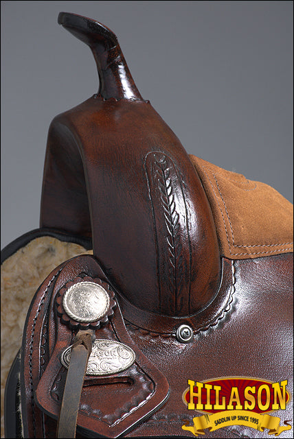 HILASON Western Horse Saddle American Leather Treeless Trail Pleasure | Barrel for Horses