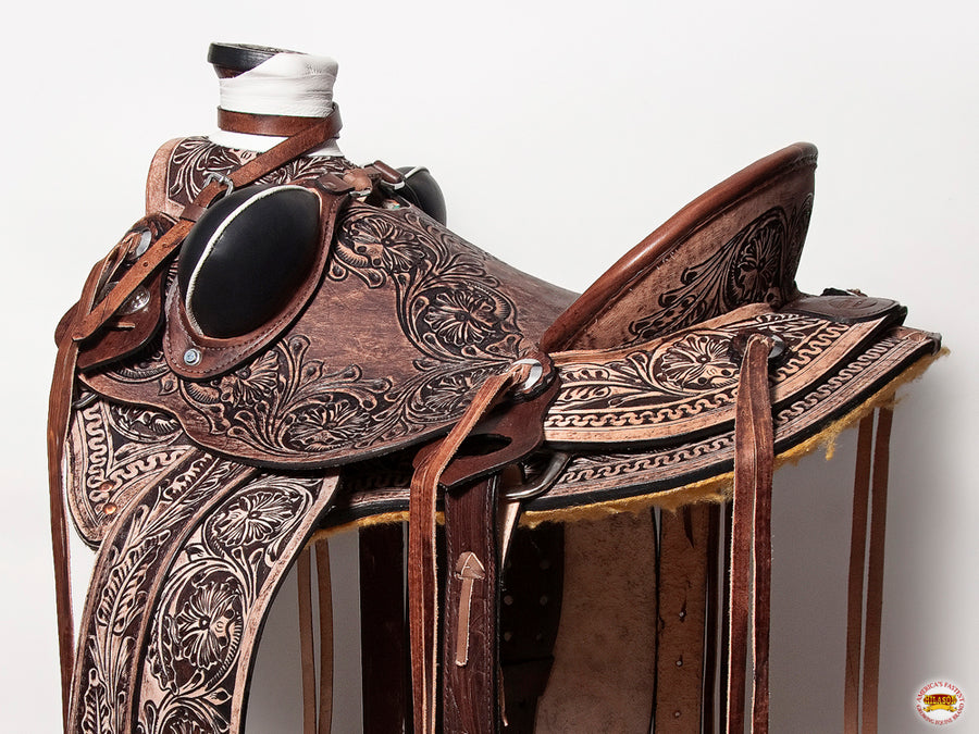 HILASON Western Horse Wade Saddle American Leather Ranch Roping Dark Brown | Hand Tooled & For Horses