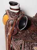 HILASON Western Horse Wade Saddle American Leather Ranch Roping Dark Brown | Hand Tooled & For Horses