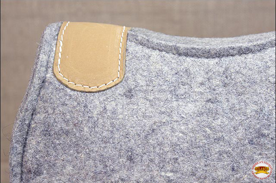 HILASON Western Wool Felt Horse Saddle Pad W/ Distressed Wear Leather | for Horses