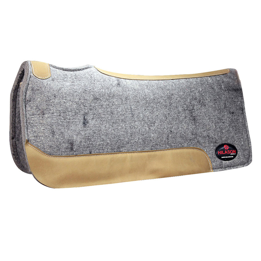 New Hilason W. Wool Felt H. Saddle Pad Grey W/ Cowhide Leather – by Hilason – Cowboy and equestrian accessories