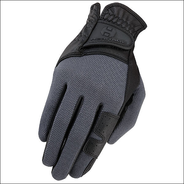 Heritage X-Country Glove H. Riding Leather Stretchable Black Grey – by Hilason – Cowboy and equestrian accessories