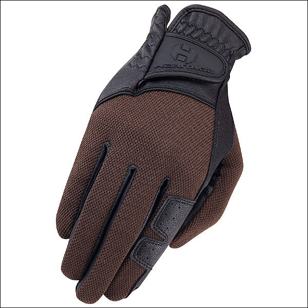 Heritage X-Country Glove H. Riding Leather Stretchable Black Brown – by Hilason – Cowboy and equestrian accessories