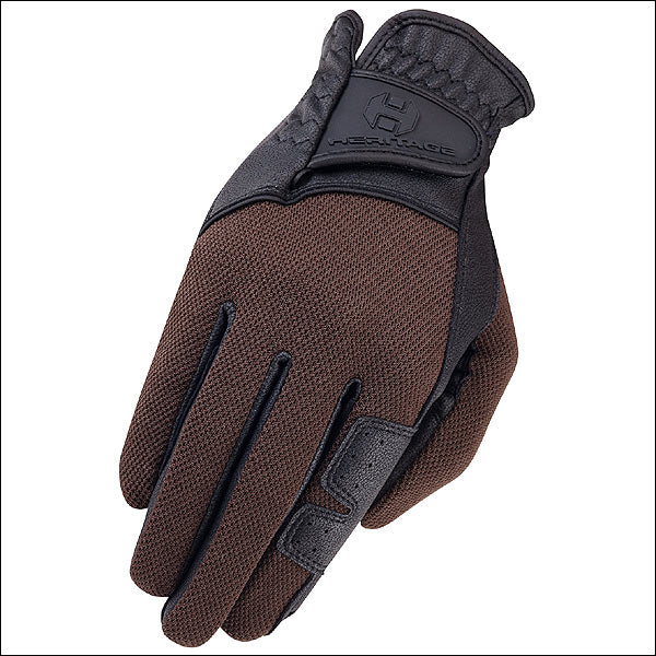 Heritage X-Country Glove Horse Riding Leather Stretchable Black Brown