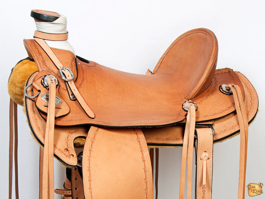 HILASON Western Horse Wade Saddle American Leather Ranch Roping Tan Kote | Hand Tooled & For Horses