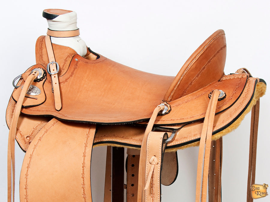 HILASON Western Horse Wade Saddle American Leather Ranch Roping Tan Kote | Hand Tooled & For Horses