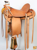 HILASON Western Horse Wade Saddle American Leather Ranch Roping Tan Kote | Hand Tooled | Horse Saddle | Western Saddle | Wade & Roping Saddle | Horse Leather Saddle | Saddle For Horses