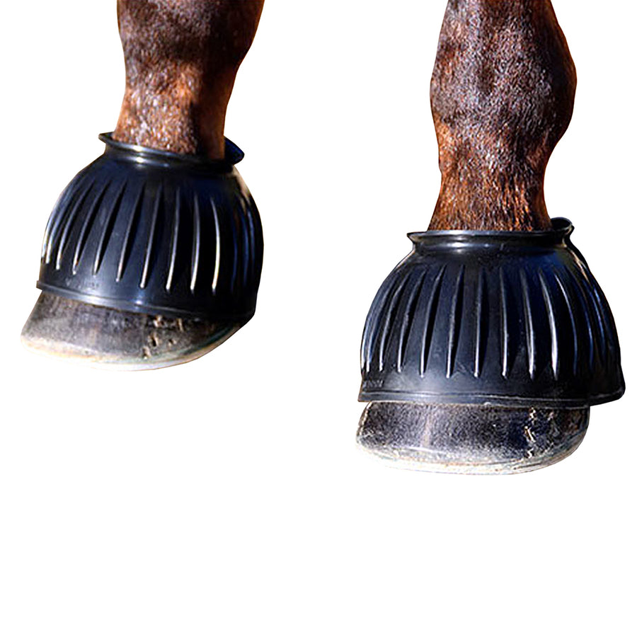 Large Professional Choice Pull On Rubber Flexible Horse Bell Boot Black - Hilason