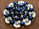HILASON Western Berry Conchos Glass Rhinestones Bling Tack Cowgirl Black Color | Bridle Conchos | Slotted Conchos
