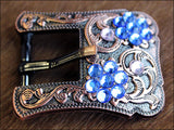 Hilason Screw Back Concho Rosap Crystals Floral Copper Buckle Set Belt