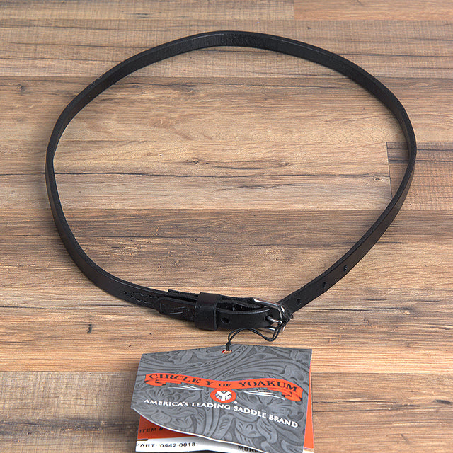 1/2 Inch Circle Y Leather Throat Latch Strap Black