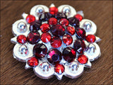 HILASON Western Berry Conchos Glass Rhinestones Bling Tack Cowgirl Light Siam and Siam Color | Slotted Conchos