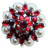 HILASON Western Berry Conchos Glass Rhinestones Bling Tack Cowgirl Light Siam and Siam Color | Slotted Conchos