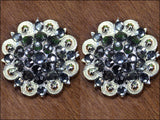 HILASON Western Berry Conchos Glass Rhinestones Bling Tack Cowgirl Black Dimond Color | Western Concho Belt | Slotted Conchos