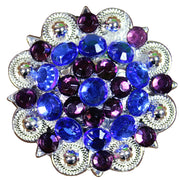 HILASON Western Berry Conchos Glass Rhinestones Bling Tack Cowgirl Blue-Purple Color | Bridle Slotted