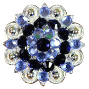 HILASON Monaq Blue Black Crystals Berry Headstall Saddle | Western Concho Belt Slotted Conchos Leather Screw Back