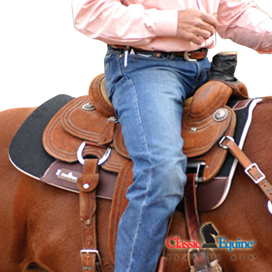 Brown leather western saddle with silver conchos - Uhorse