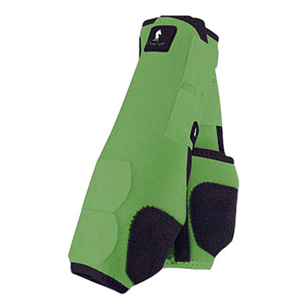 Green nylon horse leg boots with black accents - Uhorse