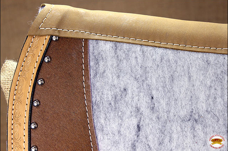HILASON Western Wool Felt Horse Saddle Pad W/ Distressed Wear Leather | for Horses