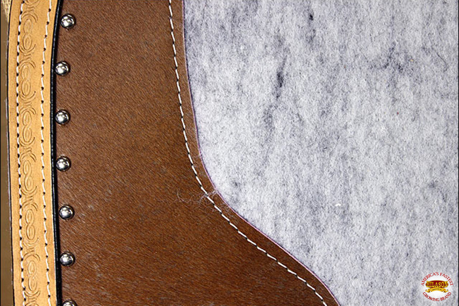 HILASON Western Wool Felt Horse Saddle Pad W/ Distressed Wear Leather | for Horses