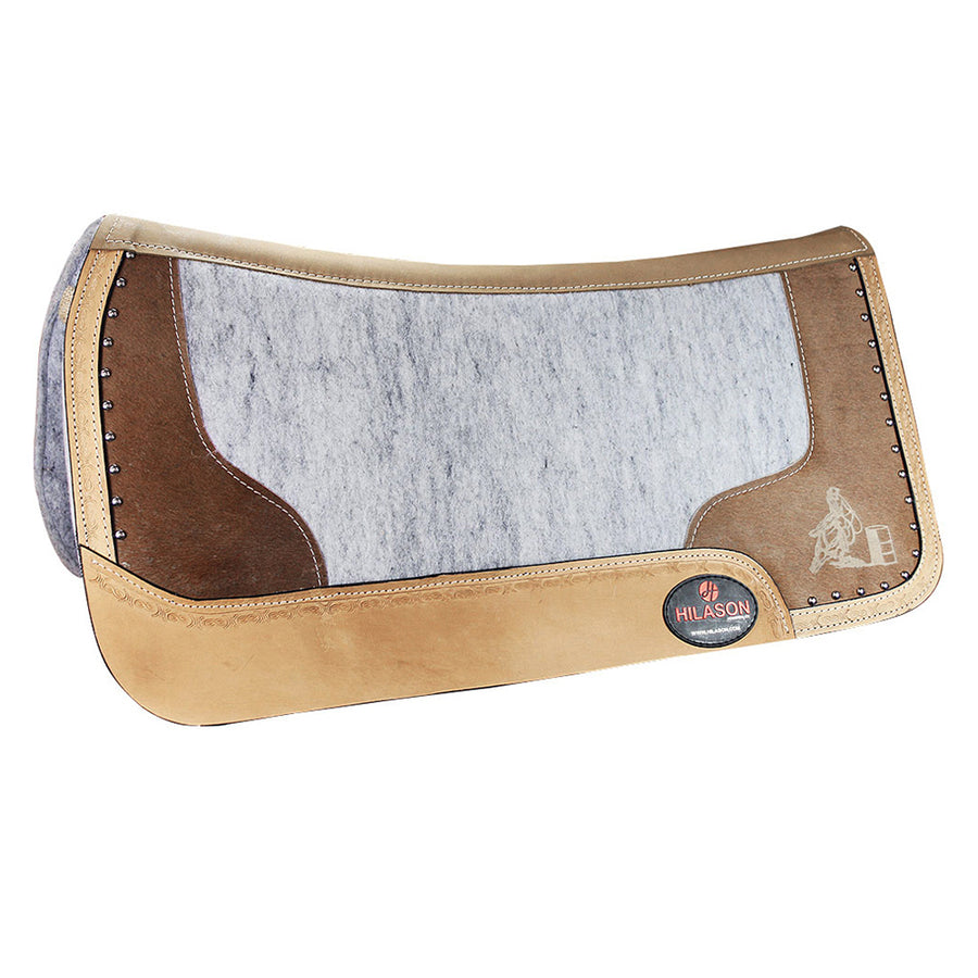 W. Wool Felt H. Saddle Pad Leather Border Barrel Racer Cowboy – by Hilason – Cowboy and equestrian accessories